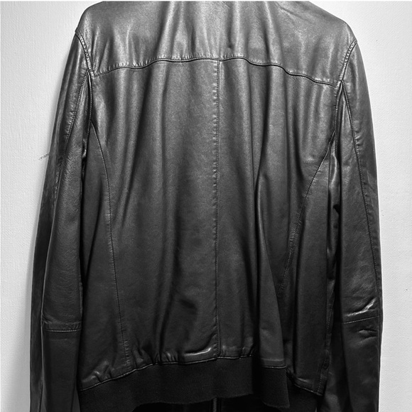 SOLD!! NWT MENS ALLSAINTS KINO BLACK BIKER LEATHER BOMBER JACKET STREETWEAR SZ M - Picture 13 of 15